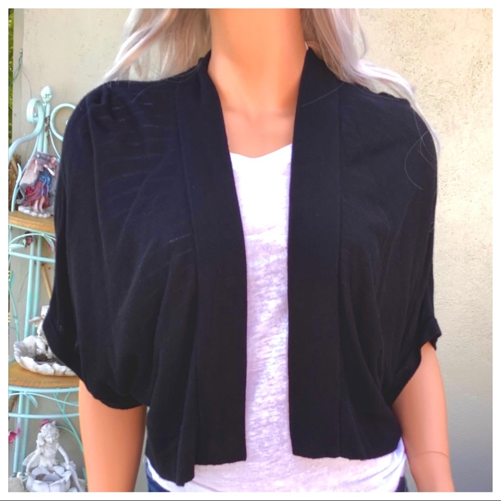 Oscar De La Renta Company Knit Crop Open Shrug Sweater